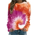 thumbnail image 1 of Savings Womens Tops Casual Long Sleeve Tie Dye Pullover T-Shirts Crewneck Tee Loose Fashion Blouses (M, Orange), 1 of 4