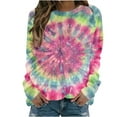 thumbnail image 1 of Womens Tops Casual Long Sleeve Tie Dye Pullover T-Shirts Crewneck Tee Loose Fashion Blouses (S, Green), 1 of 4