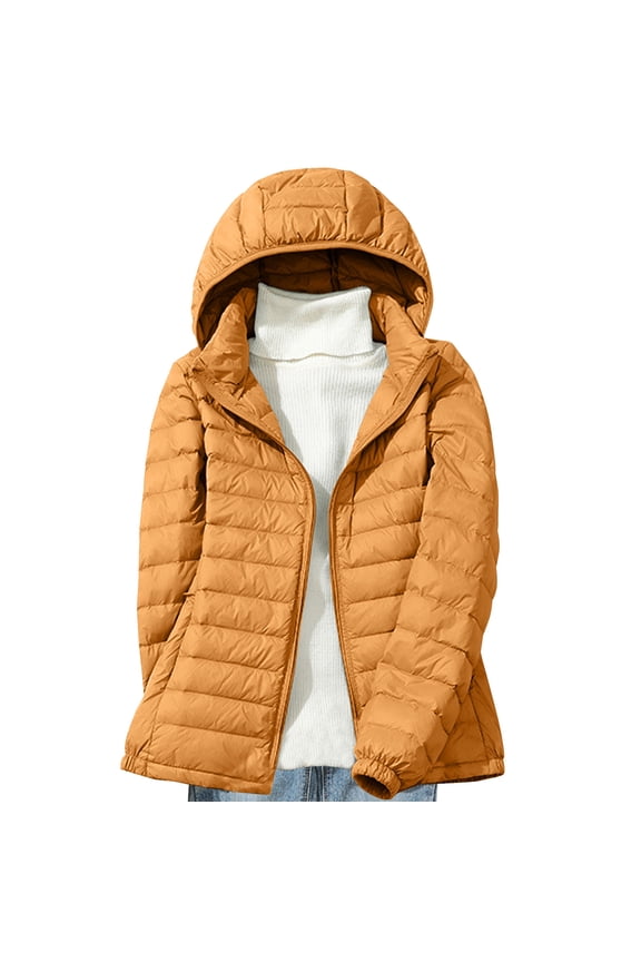 Sale!Womens Warm Jacket Long Sleeve Coats Down Jacket Lightweight Hooded Short Large Size Fall Winter Plus Down Warm Jacket