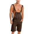 thumbnail image 1 of Fashion YLSDY 2025 Bib Overalls for Men Casual Sleeveless Holiday Coveralls Cargo Stylish Shorts Vintage Jumpsuit Rompers with Pockets Brown XXXL, 1 of 6