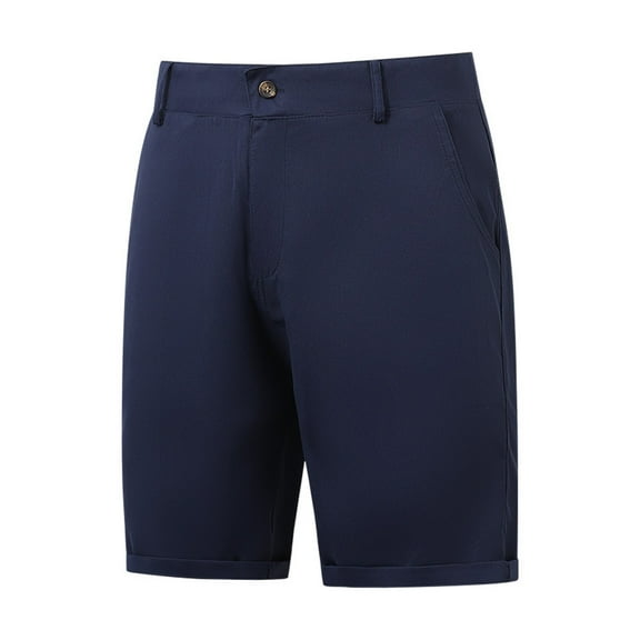 Fashion YLSDY Business Shorts for Men Summer Stretch Button Work Dress Short Pant with Pockets Casual Solid Color Quick Dry Shorts Navy XL