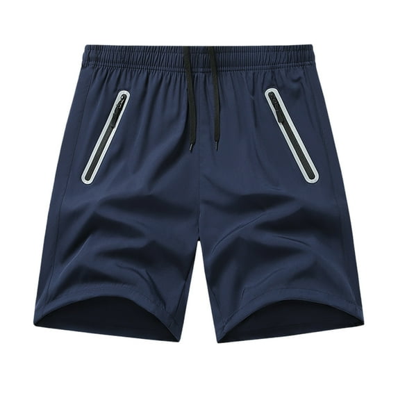 Fashion YLSDY Drawstring Mens Summer Casual Shorts Boys Outdoor Running Shorts Quick Dry Lightweight Gym Shorts with Zipper Pockets Blue XXL
