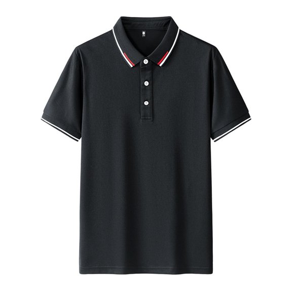 Fashion YLSDY Fashion Short Sleeve Button Collared Shirts for Men Lapel Casual Button Up Business Work Tee Tops Summer Outdoor Golf Shirt Black M
