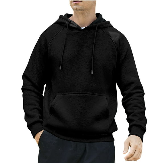 Fashion YLSDY Hoodies for Men Big and Tall Long Sleeve Hooded Sweatshirt Outdoor Casual Loose Fit Pullover 2025 Trendy Fall Outfits Black L