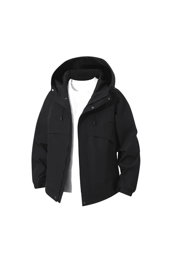 Fashion YLSDY Lightweight Jackets for Men 2025 Long Sleeve Outdoor Casual Sports Zip Up Hooded Jacket Outerwear Coat Hoodie Black XXL