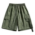 thumbnail image 1 of Fashion YLSDY Linen Cargo Shorts for Men Stretch Waist Knee Length Beach Short Relaxed Fit Summer Lightweight Short with Pockets Green XL, 1 of 8