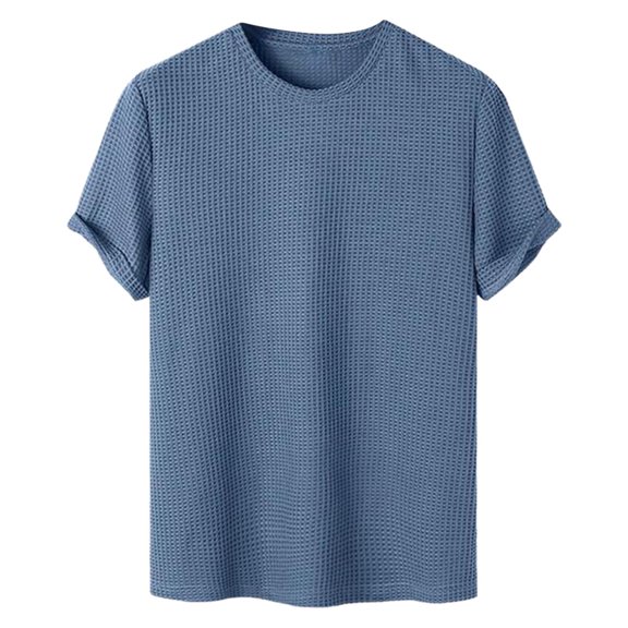 Fashion YLSDY Men Casual Shirts Plus Size Short Sleeve Crewneck Solid Tee Tops Quick Dry Breatheable Mesh Athletic Workout Shirt Blue L