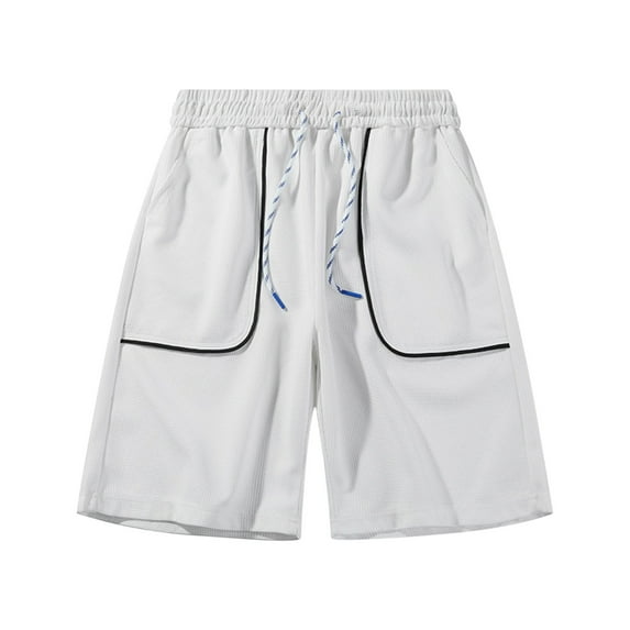 Fashion YLSDY Men Fashion Drawstring Knitted Casual Shorts Elastic Waist Cotton Comfort Leisure Short Breathable Jogger Gym Short White M