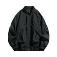 thumbnail image 1 of Fashion YLSDY Men Jacket Coat Zipper Plus Size Long Sleeve Oversize Pocket Casual Business Office Loose Jacket Mock Neck Coat Black XL, 1 of 9