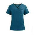 thumbnail image 1 of Fashion YLSDY Men & Women Scrub Tops V-Neck Scrubs Unisex Stretch Nursing Shirts Medical Uniform Workwear with 3 Pockets Navy XXL, 1 of 6