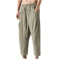 thumbnail image 1 of Fashion YLSDY Men's Baggy Cropped Corduroy Pants Casual Wide Leg Drawstring Elastic Waist Pleated Harem Trousers Khaki 18, 1 of 7