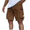 thumbnail image 1 of Fashion YLSDY Men's Cargo Shorts Twill Cotton Running Hiking Short Casual Elastic Waist Camping Travel Short with Multi-Pockets Brown XL, 1 of 4