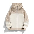 thumbnail image 1 of Fashion YLSDY Men's Contrast Color Outdoor Jacket Camping Hooded Coat Men's Loose Jacket Loose Fit Lightweight Coat Khaki L, 1 of 2