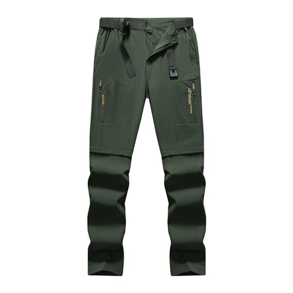 Fashion YLSDY Men's Convertible Hiking Pants, Quick Dry Outdoor Cargo Pants, Zip-Off to Shorts, Removable into Shorts via Zipper Army Green L