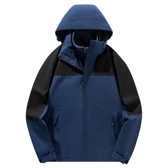 Fashion YLSDY Men's Fashion Windbreaker Jackets Windproof Water Resistant Full Zip Up Outdoor Hiking Fishing Coats Dark Blue M