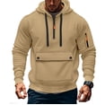 thumbnail image 1 of Fashion YLSDY Men's Fleece Hoodie Casual Long Sleeve 1/4 Zipper Pullover Vintage Workout Hoodies Workout Tactical Sweatshirt Khaki L, 1 of 8