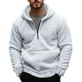 thumbnail image 1 of Fashion YLSDY Men's Fuzzy Sherpa Hoodies Quarter Zip Pullover Sweatshirts Long Sleeve Sport Winter Warm Hooded Outwear with Pocket White XXXL, 1 of 6