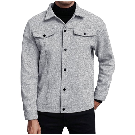 Fashion YLSDY Men's Jacket Long Sleeve Button Down Jackets Open Front Cardigan Overcoat Lightweight Casual Coat with Flap Pockets Gray L