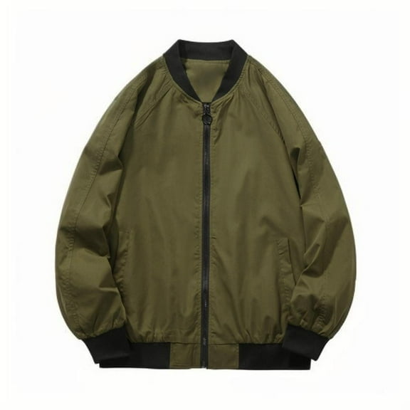 Fashion YLSDY Men's Lightweight Jacket Flight Zip Up Coat Casual Spring Fall Windbreaker Lightweight Sportswear with Pocket Army Green L