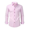 thumbnail image 1 of Fashion YLSDY Men's Long Sleeve Dress Shirts Stretch Wrinkle Free Button Down Shirt Business Wedding Formal Shirts Regular Fit Pink XXL, 1 of 5