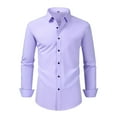 thumbnail image 1 of Fashion YLSDY Men's Long Sleeve Dress Shirts Stretch Wrinkle Free Button Down Shirt Business Wedding Formal Shirts Regular Fit Purple XXXL, 1 of 5