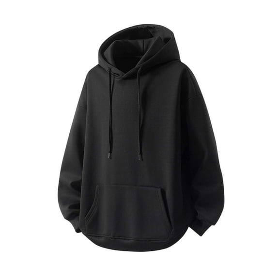 Fashion YLSDY Men's Oversized Hoodies Long Sleeve Basic Solid Sweatshirt 2025 Fall Casual Pullover Loose T-Shirts with Pocket Black XXL