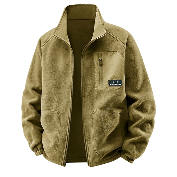 Fashion YLSDY Men's Reversible Outdoor Jacket with Zipper & Multi-pockets Windproof Hiking Workwear Coat Fall Casual Flight Jacket Khaki XXXXXL