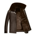 thumbnail image 1 of Fashion YLSDY Men's Sherpa Lined Leather Jacket Motorcycle Biker Trucker Lapel Collar Winter Warm Coats with Pockets Coffee L, 1 of 2