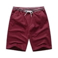 thumbnail image 1 of Fashion YLSDY Men's Shorts Cotton Twill Casual Classic Fit Elastic Waist Drawstring Walk Short Summer Beach Shorts with Pockets Wine XXXXL, 1 of 6