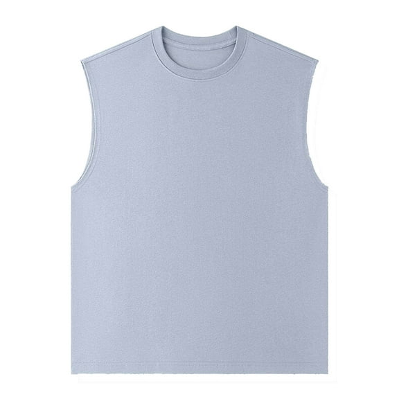 Fashion YLSDY Men's Sleeveless Shirts for Men Cotton Tank Tops for Men, Sports Sweat Wicking Muscle Shirts for Men Light Blue XXXXL