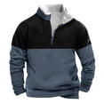 thumbnail image 1 of Fashion YLSDY Men's Soft Fleece Sweatshirt Long Sleeve Quarter Zip Pullover Stand Collar Sweatshirt Plush Vintage Color Block Sweater Navy S, 1 of 3