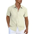 thumbnail image 1 of Fashion YLSDY Men's Striped Button Down Shirt - Casual Short Sleeve Regular Fit Business Dress Shirts Summer Fashion Tee Tops with Pocket Khaki XXXXL, 1 of 5