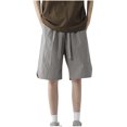 thumbnail image 1 of Fashion YLSDY Men's Summer Casual Cotton Linen Shorts with Drawstring Elastic Waist, Beach Shorts with Pockets, Outdoor Fashion Gray M, 1 of 7