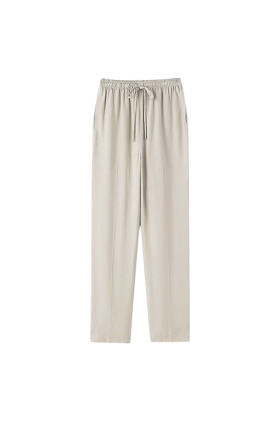 Fashion YLSDY Mens Bamboo Viscose Pajama Pants Soft Lounge Bottoms Knit Big and Long Sweatpants Drawstring Elastic Lightweight Sleep Pant Beige M