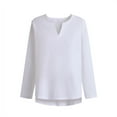 thumbnail image 1 of Fashion YLSDY Mens Cotton Linen Hipster Crewneck Long Sleeve T-Shirt V Neck Fashion Shirt High Low Hem Solid Color Tunic Tops Pullover White XXXXL, 1 of 3