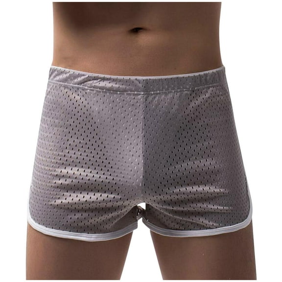 Fashion YLSDY Mens Hollow Out Boxers Briefs Shorts Trunks See Through Underwear Breathable Workout Shorts with Bulge Pouch Gray M