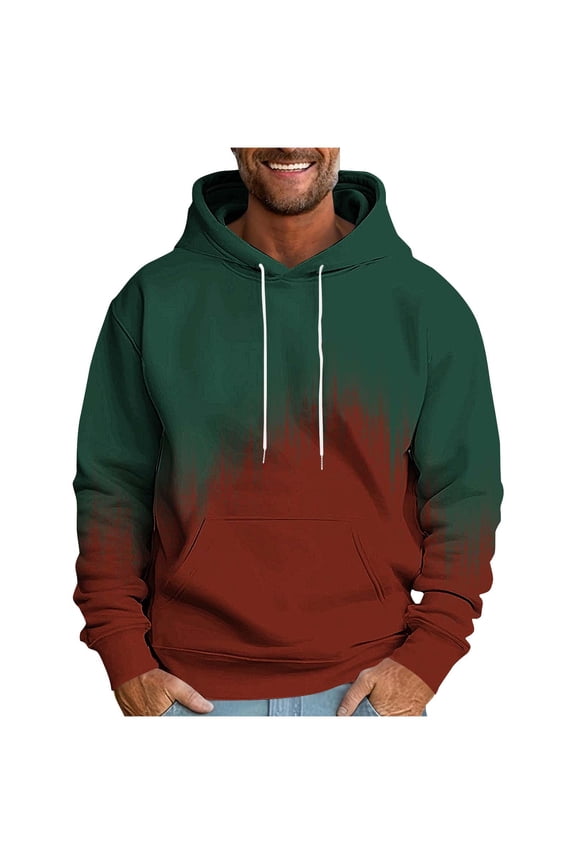Fashion YLSDY Mens Hoodie Long Sleeve Casual Pullover Gradient Hooded Sweatshirt Fashion Drawstring Fall Hoodies with Pocket Army Green XXL