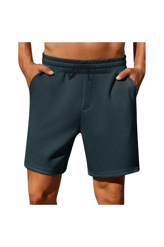 Fashion YLSDY Mens Lounge Sweat Shorts, 7" Casual Summer Fashion Shorts with Pockets Elastic Waist Gym Workout Shorts with Drawstring Navy XL
