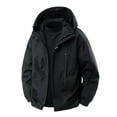 thumbnail image 1 of Fashion YLSDY Mens Rain Jacket Waterproof Windbreaker Lightweight Long Sleeve Soild Hooded Outdoor Hiking Coats Zipper Raincoat Black XXL, 1 of 8