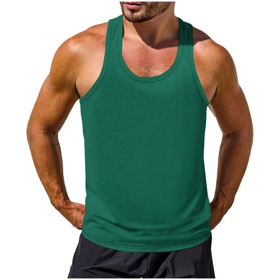 Fashion YLSDY Mens Ribbed Knit Tank Tops Big and Tall Casual Sleeveless Y-Back Summer Beach Muscle T Shirts Gym Workout Undershirts Army Green XXL