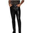 thumbnail image 1 of Fashion YLSDY Mens Shiny Leather Pants Soft Leather Jogger Pants Sexy Zipper Open Crotch Casual Trousers Business Slim Fit Pants Black S, 1 of 3