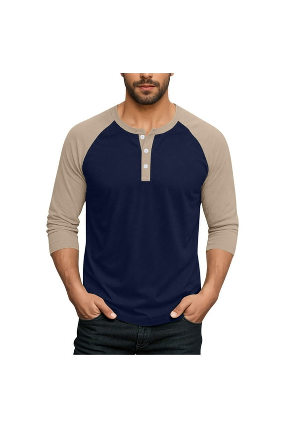 Fashion YLSDY Mens Summer Fall Henley Shirts Raglan 3/4 Sleeve Jersey Baseball T-Shirts Casual Workout Sport Athletic Tee Tops Yellow XXXXXL