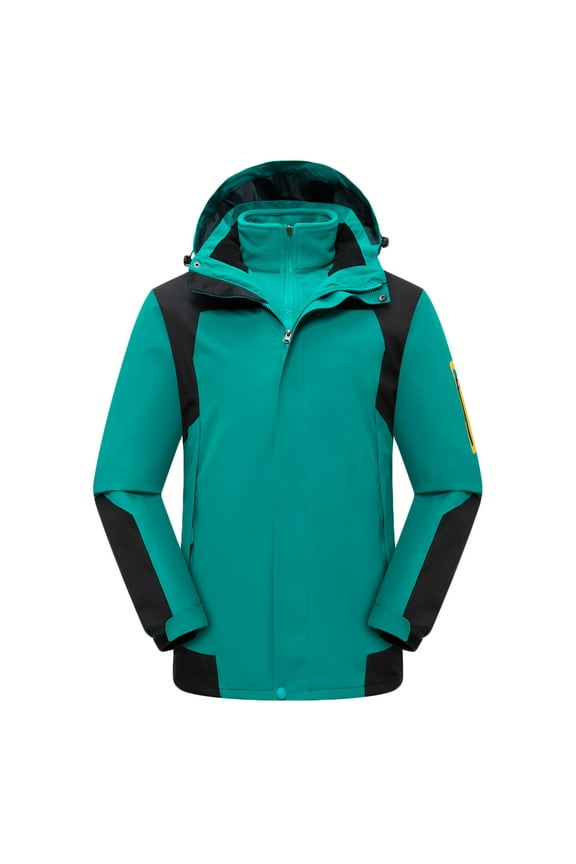 Fashion YLSDY Mens Zip up 3-in-1 Winter Coats Snow Ski Jacket Zip Long Sleeve Hooded Waterproof Windproof Fleece Lined Winter Jacket Parka Green S