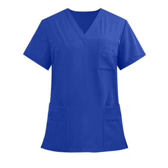Fashion YLSDY Scrub Tops for Men Women V-Neck Scrubs Unisex Stretch Nursing Shirts Medical Uniform Workwear with 3 Pockets Blue XXL