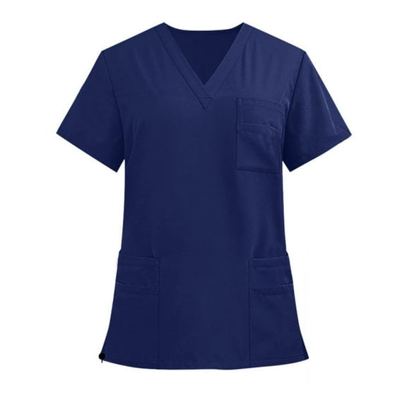 Fashion YLSDY Scrub Tops for Men Women V-Neck Scrubs Unisex Stretch Nursing Shirts Medical Uniform Workwear with 3 Pockets Dark Blue XXL