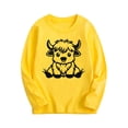 thumbnail image 1 of Fashion YLSDY Sweatshirts for Girls Funny Crewneck Highland Cow Printed Pullover Shirts Kids Casual Loose Long Sleeve Graphic Tees for Teens Yellow 7-8 Years, 1 of 4