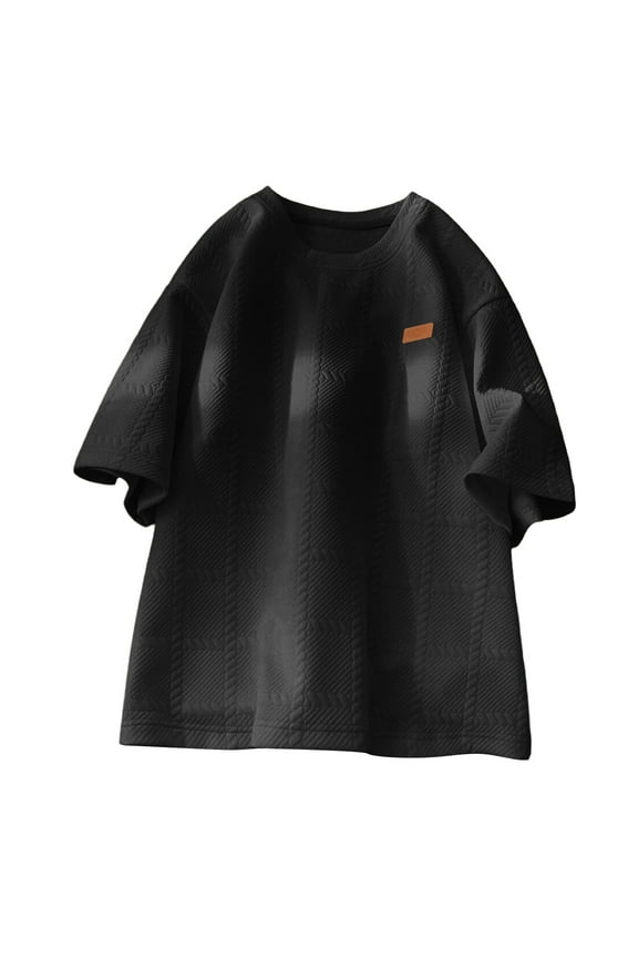 Fashion YLSDY T Shirts for Men Cotton Top Oversized Men Summer New Men's Personality Short Sleeved Crewneck T Shirt Black M