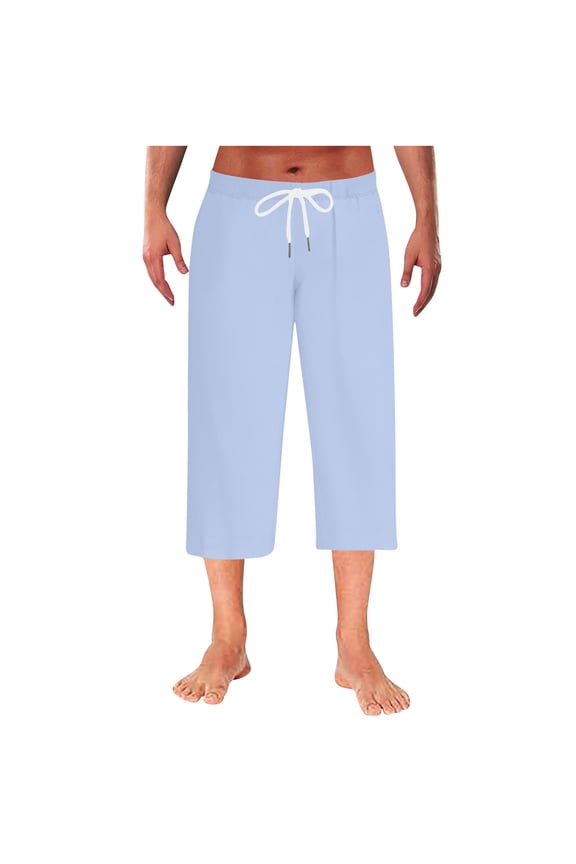 Fashion YLSDY Womens Capri Pants Wide Leg Yoga Capris Summer High Waisted Casual Lounge Cropped Pants with Pockets Light Blue M