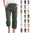 thumbnail image 1 of Yotami Capri Pants for Women Plus Size Linen Pants Summer Casual, Lightweight Elastic Waisted Drawstring Loose Cargo Pants with Pockets, 1 of 5