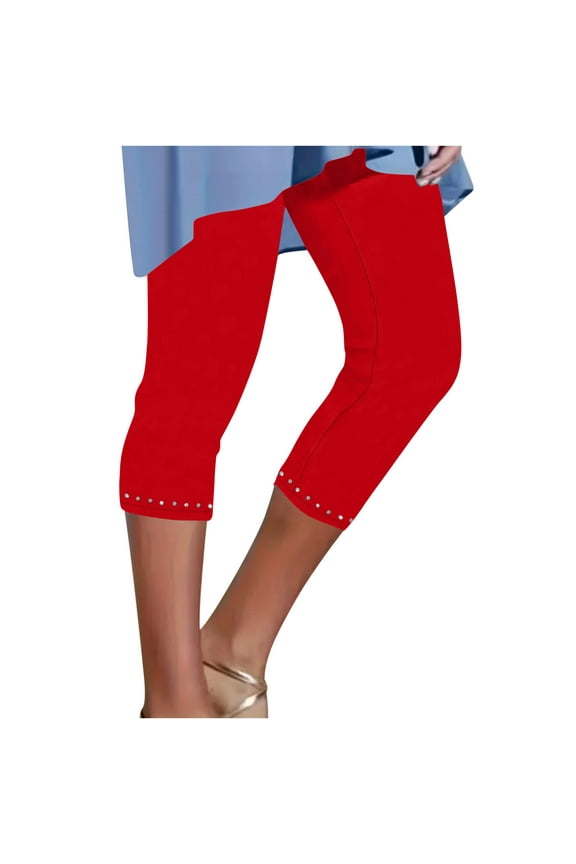 Yoga Capris for Womens Summer High Waisted Put On Strech Sweatpants Diamond Setting Leggings Athletic-Fit Joggers Pants Beach Gym Workout Running Casual Capri Leggings